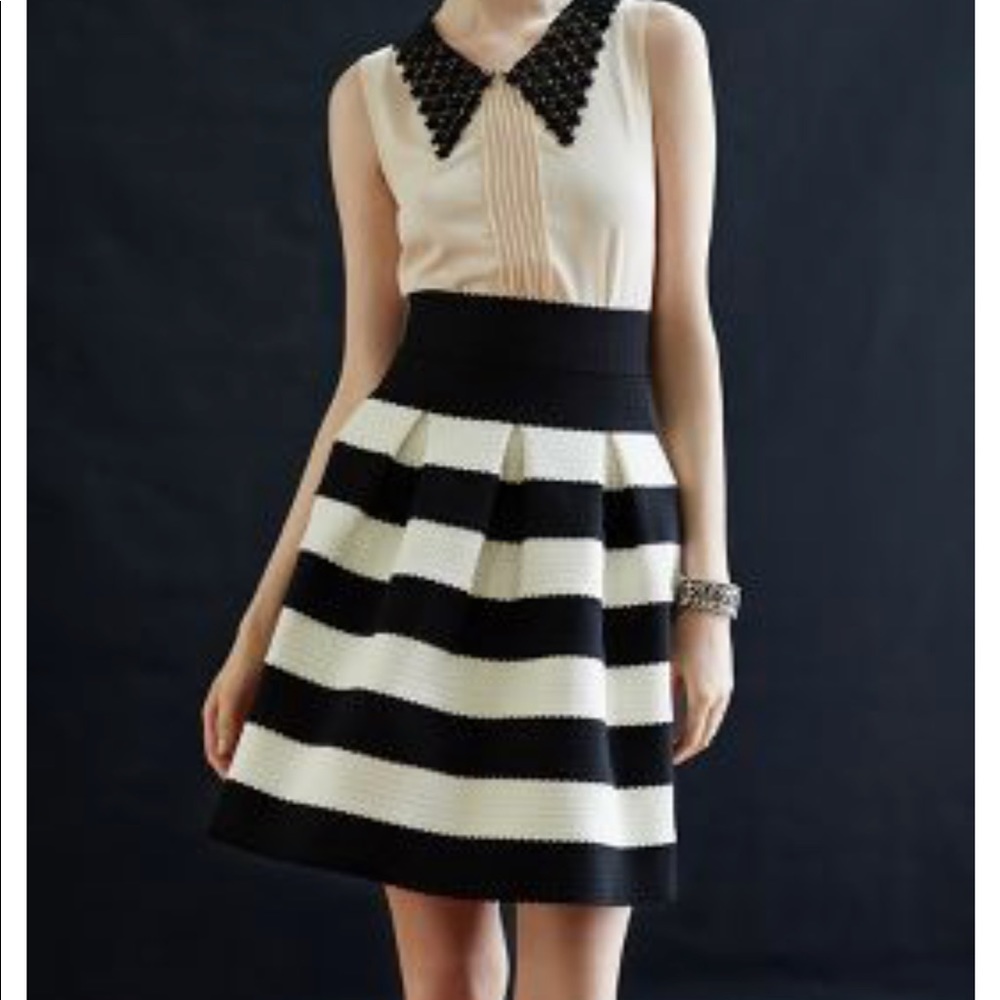 Adorable black and off white striped skirt